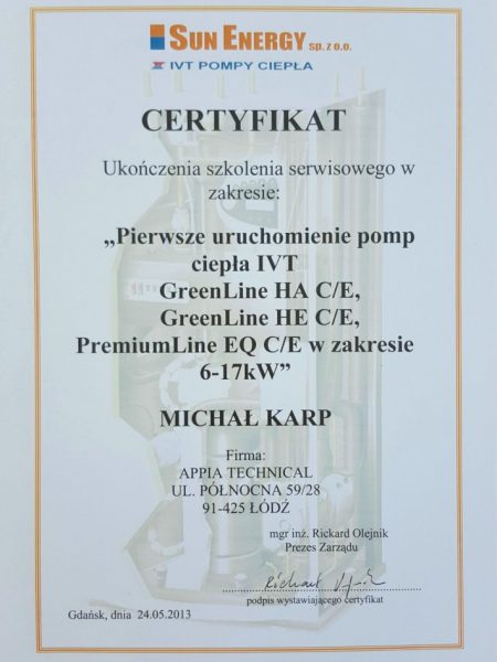 certyfikaty Appia Technical